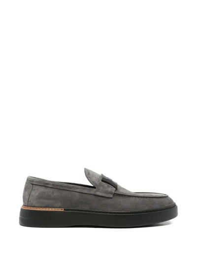 John Harrison Logo-plaque Suede Loafers In Multi