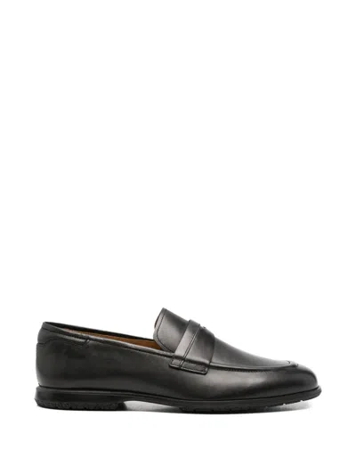 John Harrison Penny-strap Leather Loafers In Brown