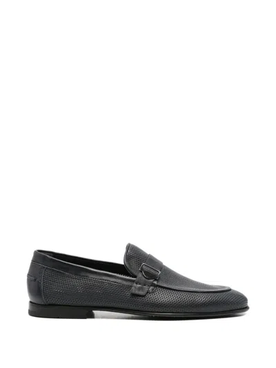 John Harrison Perforated Leather Loafers In Multi