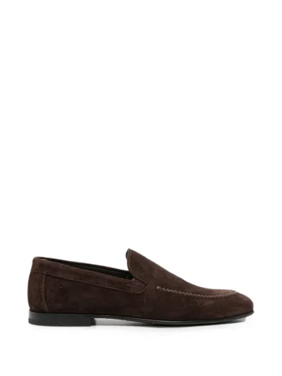 John Harrison Suede Loafers In Brown