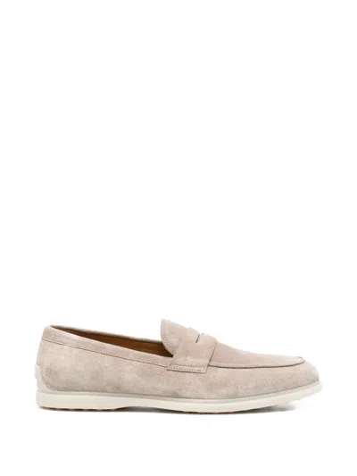 John Harrison Suede Loafers In Neutral