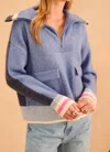 John & Jenn Kenny Half Zip Sweater In Varsity Melange In Multi