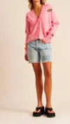 John & Jenn Riley Cardigan In Peony Patchwork In Multi
