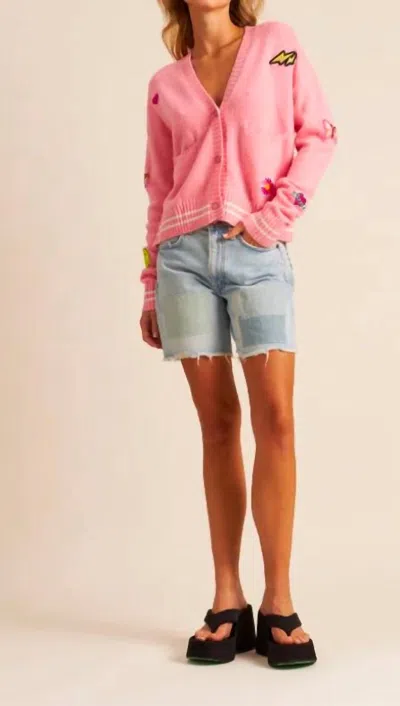 John & Jenn Riley Cardigan In Peony Patchwork In Multi