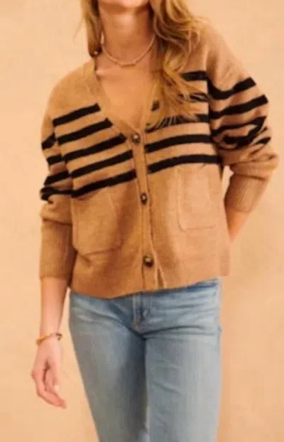 John & Jenn Stanley Cardigan In Scorn Stripe In Multi