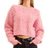 John & Jenn Wells Floral Texture Sweater In Bloom Pink In Pink