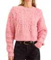 John & Jenn Wells Floral Texture Sweater In Bloom Pink In Multi