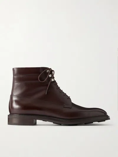 John Lobb Alder Leather Lace-up Boots In Burgundy