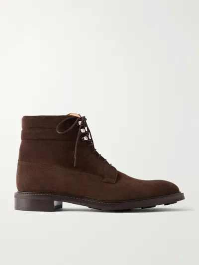 John Lobb Alder Suede Lace-up Boots In Brown