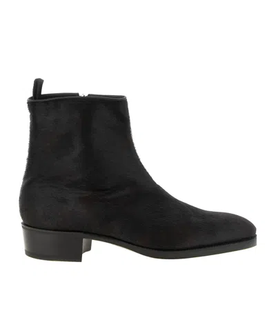 John Lobb Leather Ankle Boots In Black