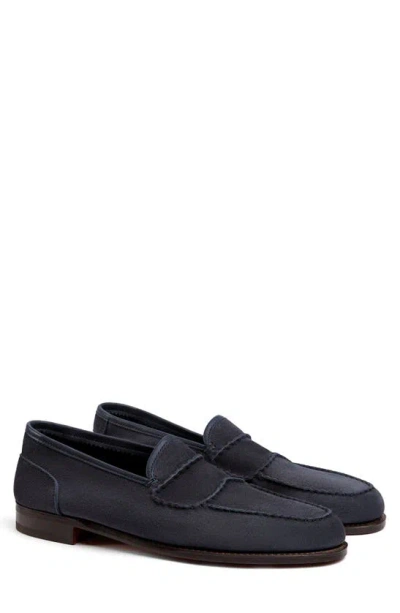 John Lobb Bath Suede Loafer In Navy