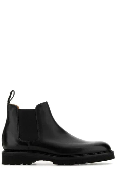 John Lobb Black Leather Lawry Ankle Boots