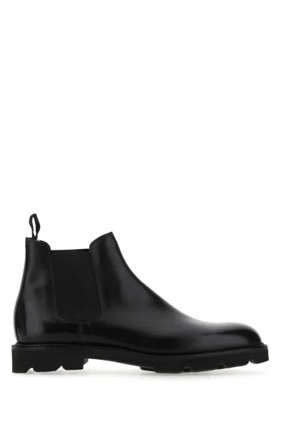 JOHN LOBB BLACK LEATHER LAWRY ANKLE BOOTS