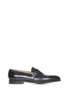 John Lobb Black Leather Loafers With Palladium Buckle In Grey