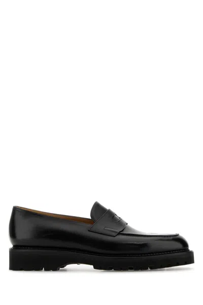 John Lobb Black Leather Lopez Loafers