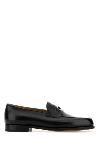 John Lobb Black Leather Lopez Loafers