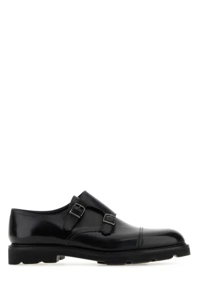 JOHN LOBB BLACK LEATHER STRAP SHOES