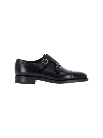 John Lobb Black Leather William Monk Strap Shoes