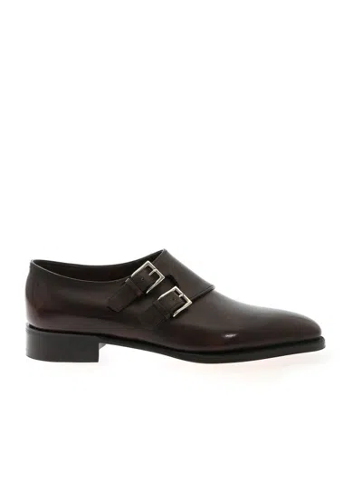 John Lobb Brown Calfskin Shoes With Seamless Design In Black