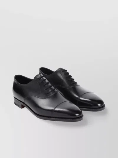 John Lobb City Ii Almond Cap Oxfords In Black
