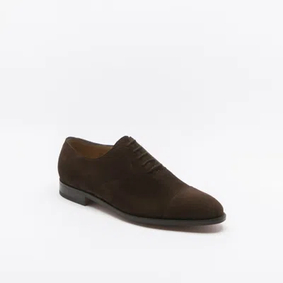 John Lobb City Ii Dark Brown Suede Oxford Shoe (fitting E)