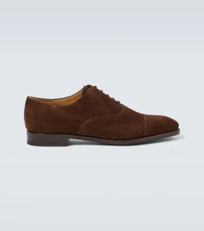 John Lobb City Ii Suede Derby Shoes In Brown