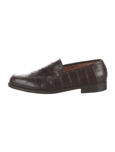 Pre-owned John Lobb Crocodile Loafers In Brown