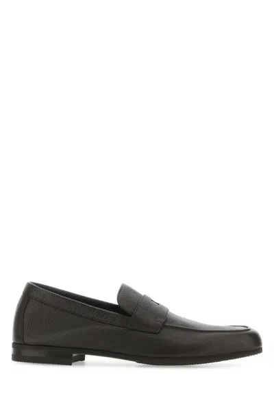 JOHN LOBB DARK BROWN LEATHER LOAFERS