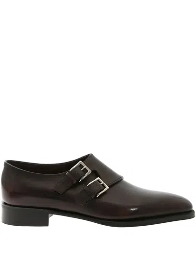 John Lobb Double-buckle Monk Shoes In Brown
