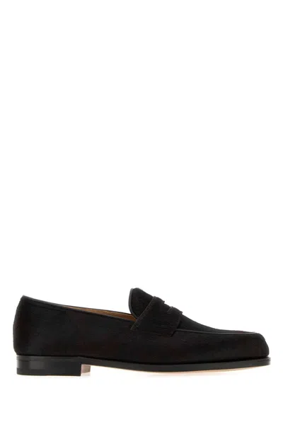 John Lobb Hair-on Leather Lopez Loafers With Contrast Finish In Black
