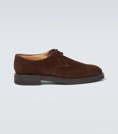 John Lobb Haldon Derby Suede Shoes In Dark Brown