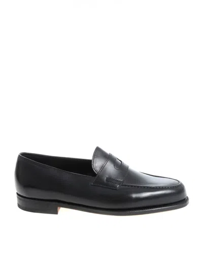 John Lobb Hand-sewn Black Calf Leather College Loafer