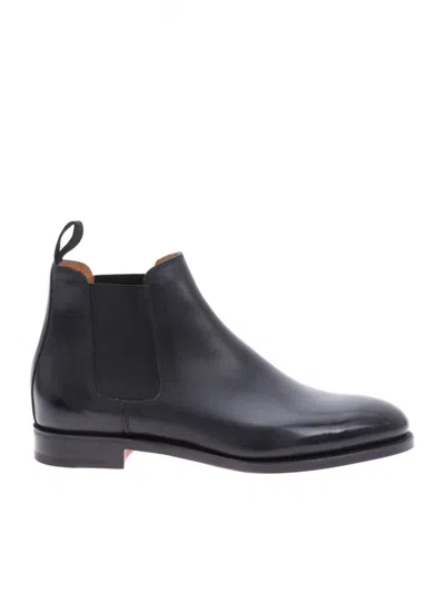 John Lobb Hand-stitched Black Calf Leather Chelsea Boot