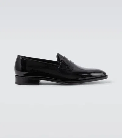 John Lobb Jamie Patent Leather Penny Loafers In Black