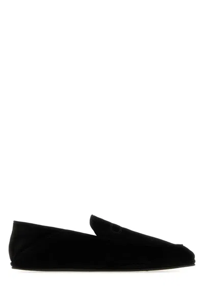 John Lobb Kingston Ii Suede Leather Loafers With Rubber Sole In Black