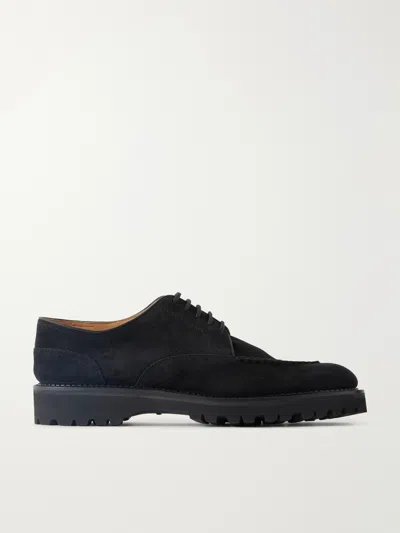 John Lobb Land Suede Derby Shoes In Black