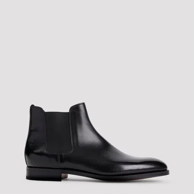 John Lobb Lawry Men's Calf Leather Ankle Boots With 2.5cm Heel In Black