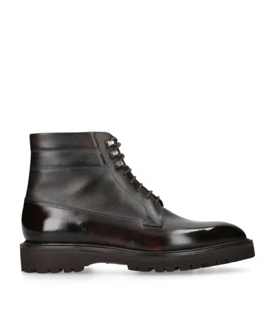 John Lobb Leather Alder Boots In Multi