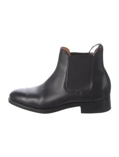 Pre-owned John Lobb Leather Chelsea Boots In Black
