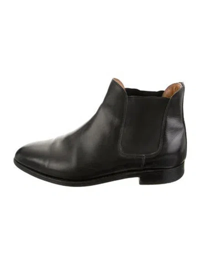 Pre-owned John Lobb Leather Chelsea Boots In Black