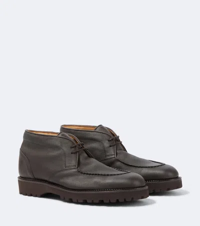 John Lobb Field Full-grain Leather Desert Boots In Brown
