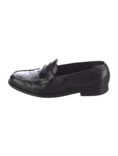Pre-owned John Lobb Leather Dress Loafers In Black