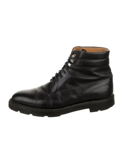 Pre-owned John Lobb Leather Lace-up Boots In Black