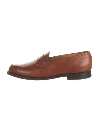 Pre-owned John Lobb Leather Lasercut Accents Dress Loafers In Brown