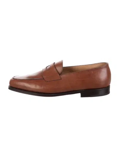 Pre-owned John Lobb Leather Lasercut Accents Loafers In Brown