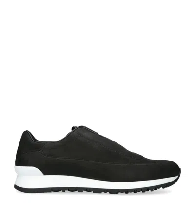 John Lobb Lift Nubuck Slip-on Sneakers In Black