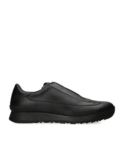 John Lobb Mens Black Lift Leather Low-top Trainers