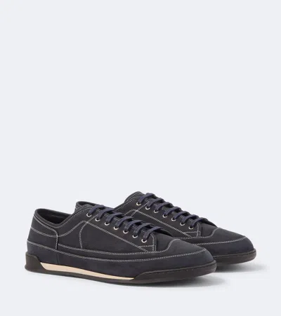John Lobb Leather Low-top Sneakers In Blue