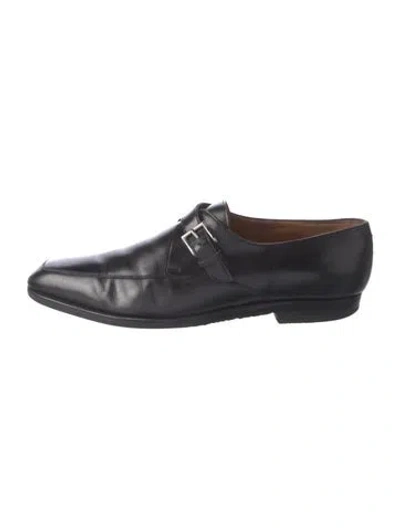 Pre-owned John Lobb Leather Monk Straps In Black