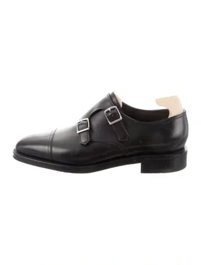 Pre-owned John Lobb Leather Monk Straps In Black